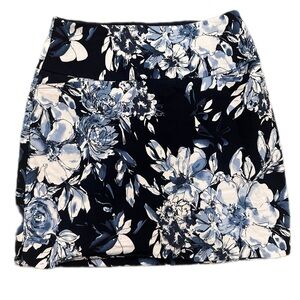 Navy Floral Mini Skirt with built in shorts Blue and White Blooms